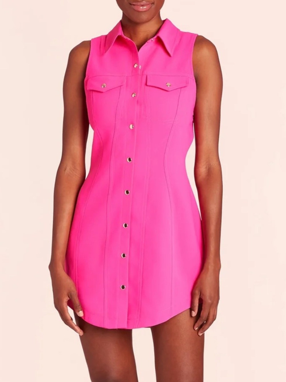 New AMANDA UPRICHARD - BRYSON SHIRT DRESS - HOT PINK Large